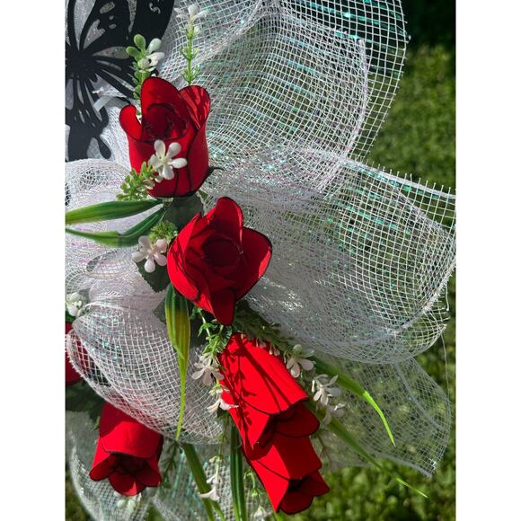 Rose Flower Mom Wreath Cemetery Decor Forever in Our Hearts Grave Marker xxx - Picture 6 of 7